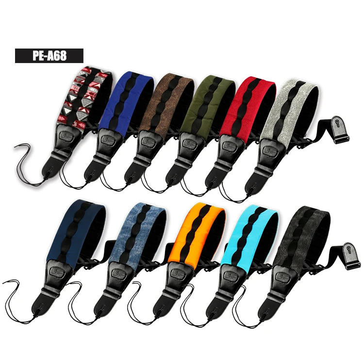 

E-commerce hot sale custom logo comfortable thick foam padding Colorful acoustic electric bass guitar strap, Randomly color