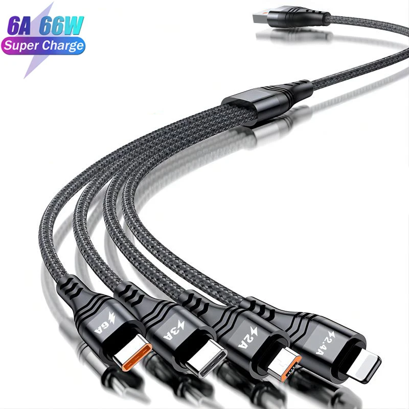 

Custom 3A Nylon Multi Connector 20W 60W 4 In 1 Usb Charging Cable