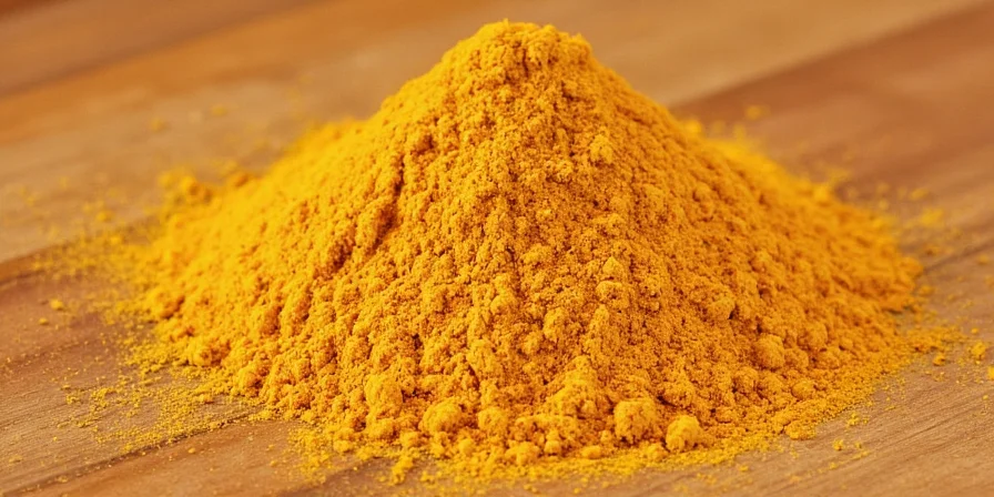 Spice rack with curry powder prominently displayed