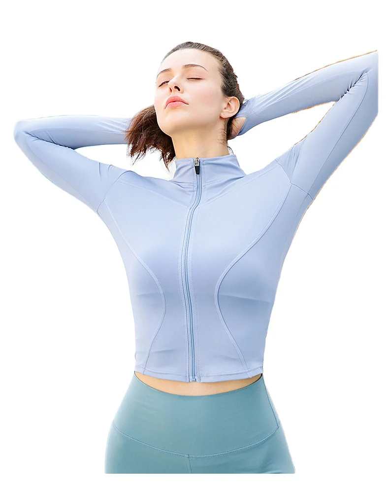 

Latest Autumn and Winter Yoga Suit Slimming Fitness Top Zipper Long Sleeve Sport Running Quick Dry Breathable Jacket, Colorful