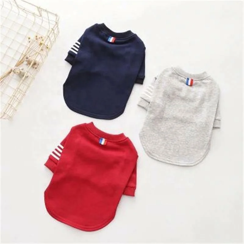 

Spring New Style Striped Pet Clothing, Blue/red/grey