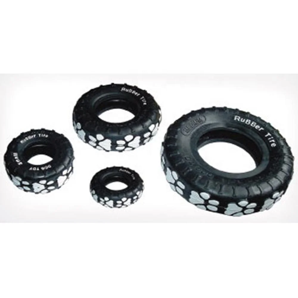 

Tyre treads tough dog toy puppy pet Chew toys Hard-wearing Rubber, Black with paws