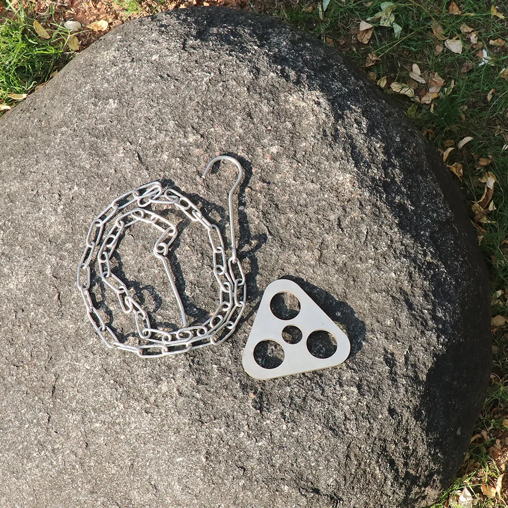 

Outdoor portable hanging pot holder stainless steel triangle plate campfire tripod