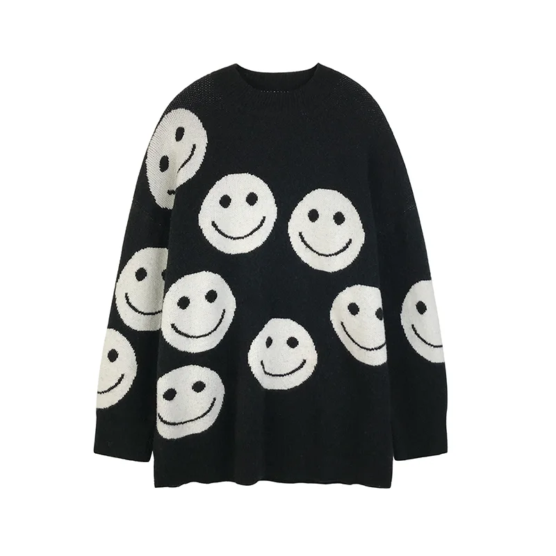 

factory custom logo design spring face jacquard knitted Sweater ladies women plus size polyester blend Knit Sweaters