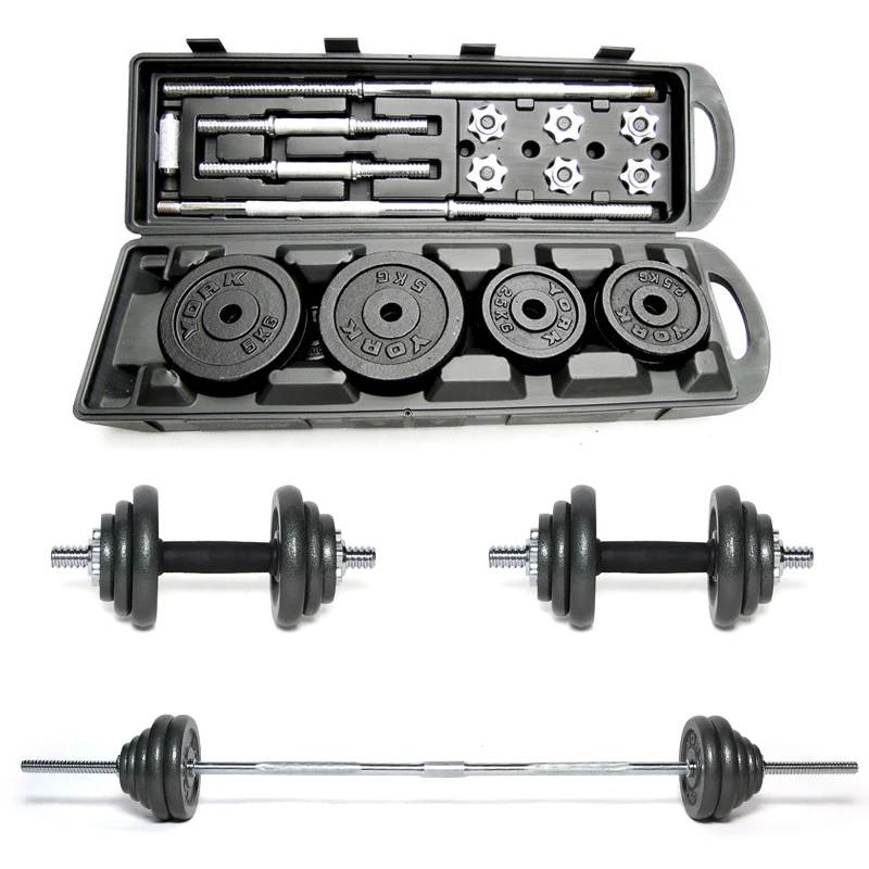 

Adjustable Exercise & Fitness 50Kg Dumbbells Set 110Lb, Fitness Dumbbell with Connecting Rod Workout Barbell, Black+silver