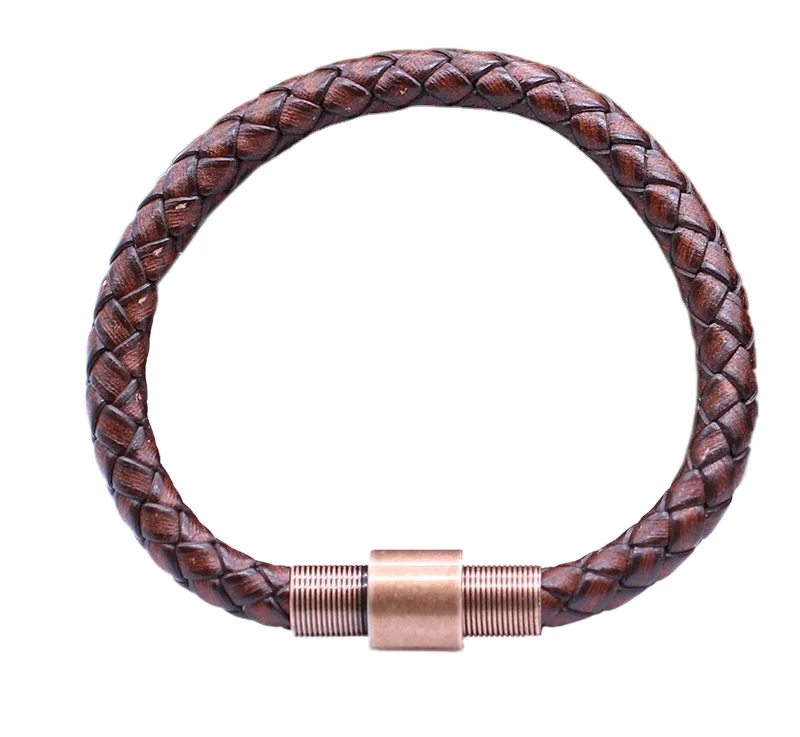 

Wholesale jewelry handmade woven magnetic buckle leather bracelet for Men