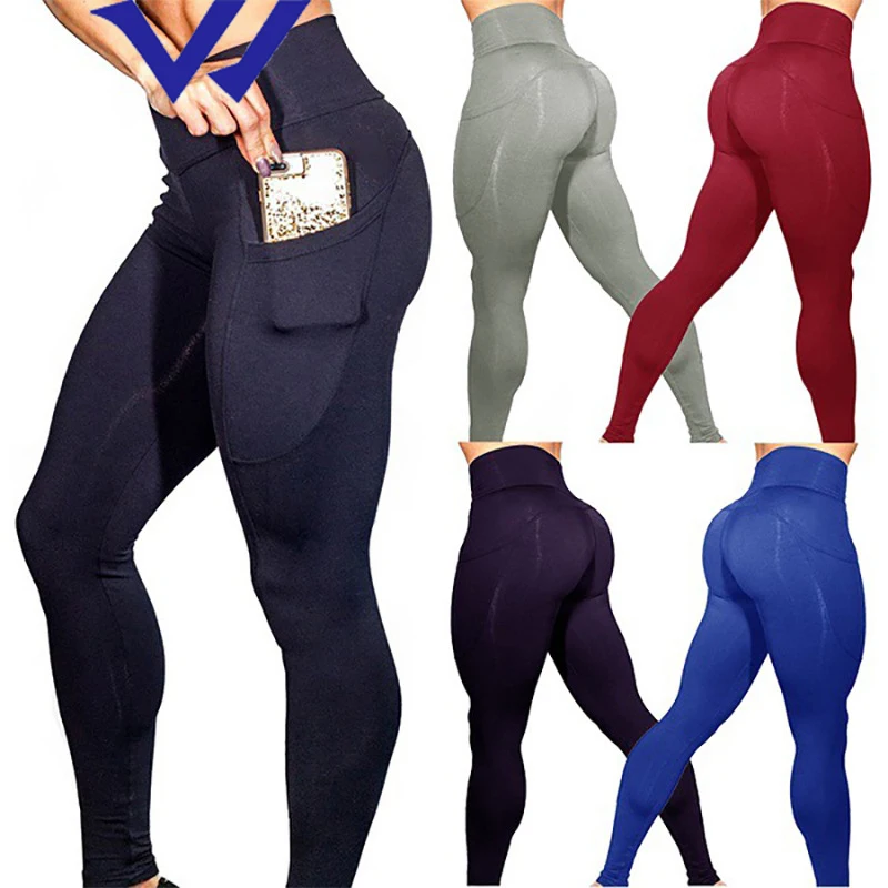 

wholesale plus size black yoga leggings nylon spandex custom polyester custom high waist leggings with pocket for women
