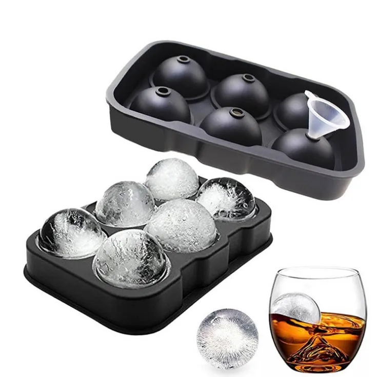 

Wholesale custom round ball Whiskey Beer 6 giant cubes large silicone ice cube tray mold for Kitchen Party Bar