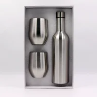 

watersy double wall vacuum insulated stainless steel thermos wine bottle 750ml & wine tumbler cup set,wine glass bottle