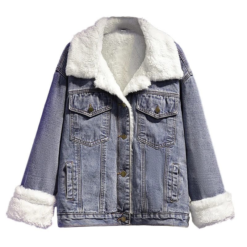 

jeans jacket for women jean jacket2021Fleece denim jacket, Blue