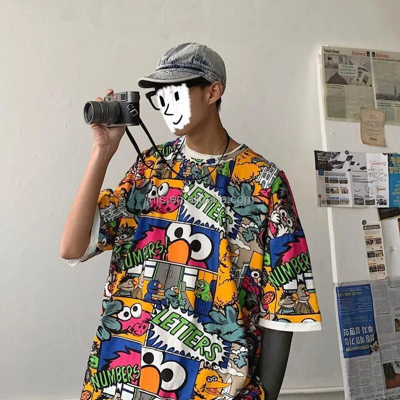 

J&H Fashion hip hop T shirt half sleeve original style loose hipster man