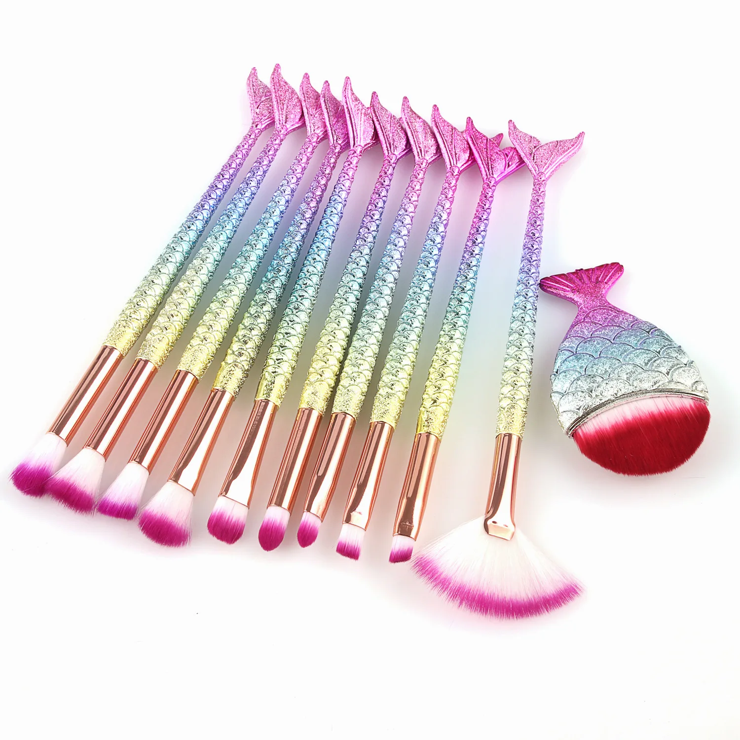 

7pcs 10pcs mermaid random color eye makeup brushes frosted makeup brush set