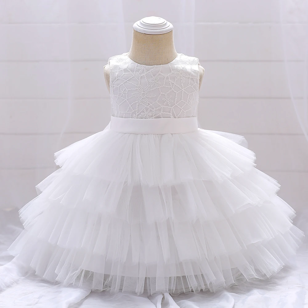 

MQATZ 2023 Hot sell girl dress white sleeveless layered design puffy tulle evening party summer princess wear