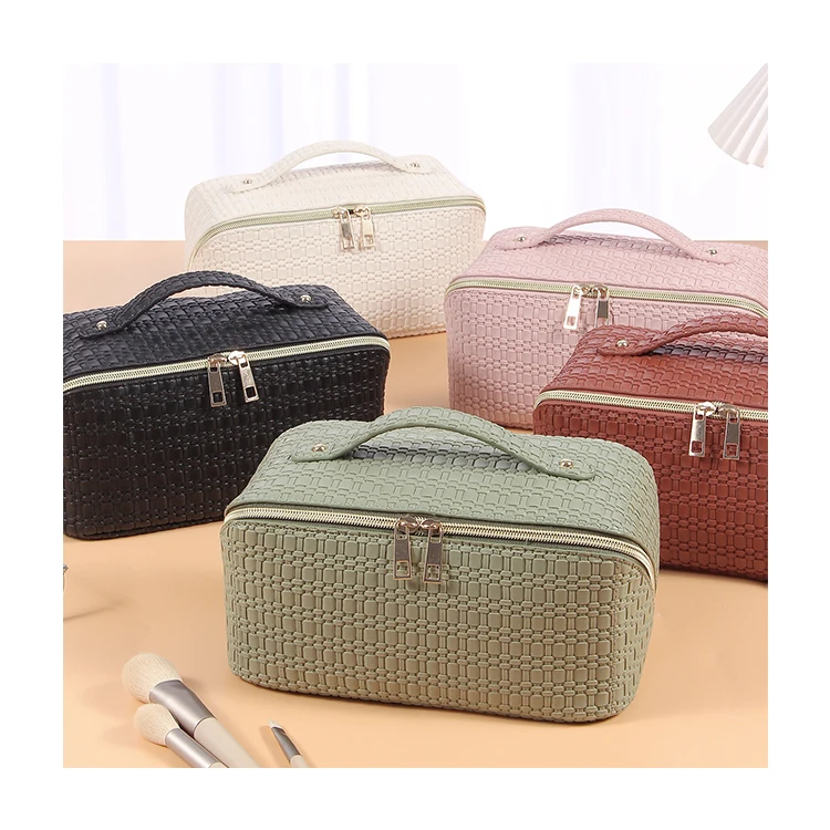 

New Fashion Women Brush Cosmetic Bag Large Capacity Waterproof Travel Leather Makeup Pouch Pillow Ladies Makeup Storage