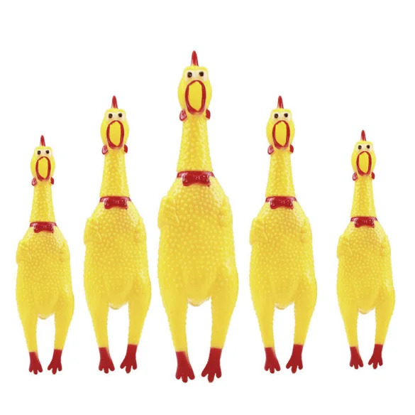 

Funny Cute Cartoon Rubber Screaming Chicken Interactive Chewing Dog Toy Cleaning Teeth Sm ll Pet Squeaker Toys, Yellow