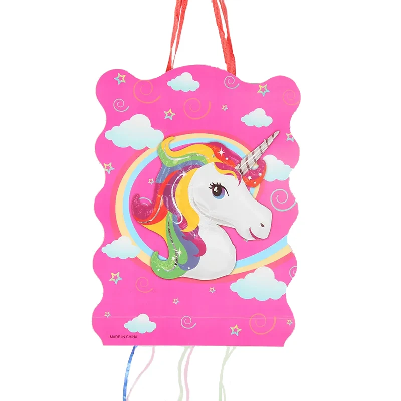 

Nicro Unicorn Themed Kids Girls Foldable Pinatas Charming Happy Decoration Hanging Party Supplies Propz Pull String Paper Pinata