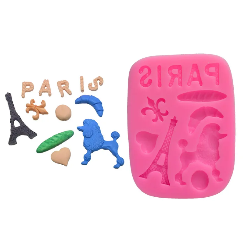 

DIY Baking Paris English Letter Eiffel Tower Chocolate Fondant Cake Decoration Silicone Mold for Baking Pastry Accessories