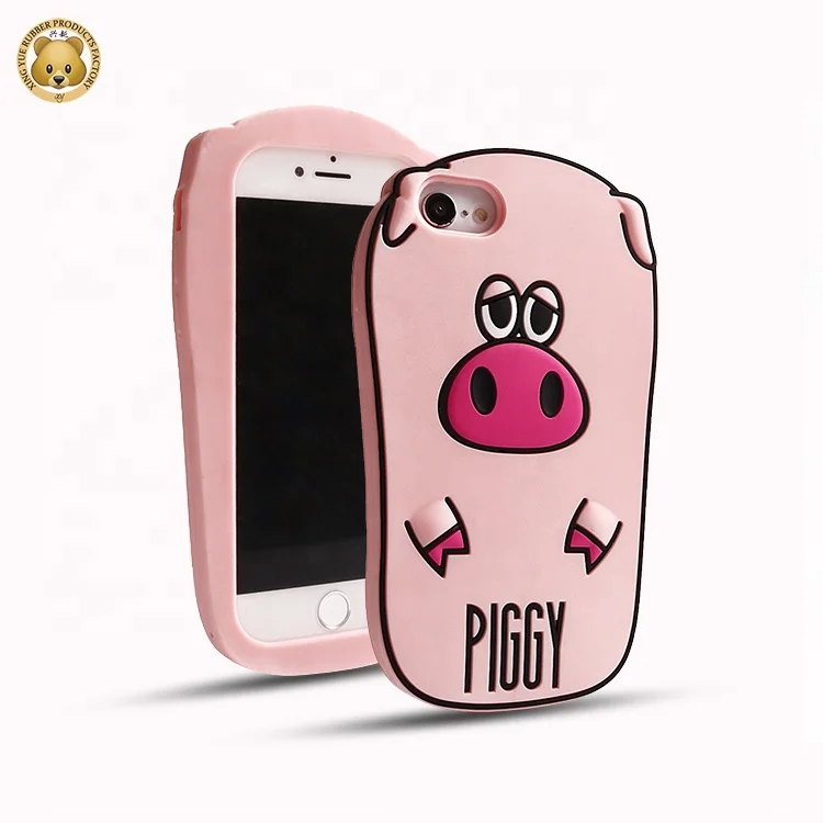 

Cute Pig Shape 3D Silicone Case Waterproof Cell Phone Case For Iphone/Samsung/HuaWei, Pink
