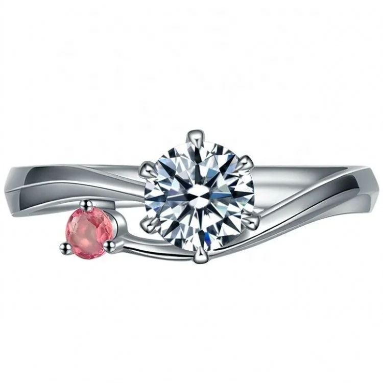 

Engagement Ring Accessories Stone Zirconia Sterling Silver Jewelry Crystal Pink Love Engraving Women Rings