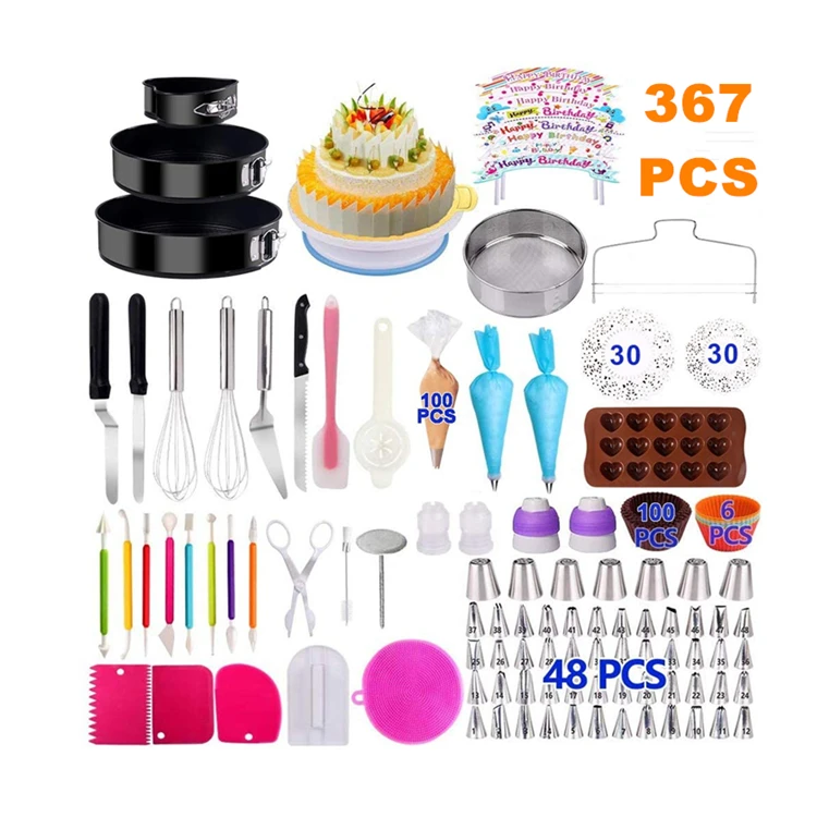 

Upgrade 367 PCS Cake Baking Supplies for Beginners and Cake Lovers Professional Cake Decorating Kit