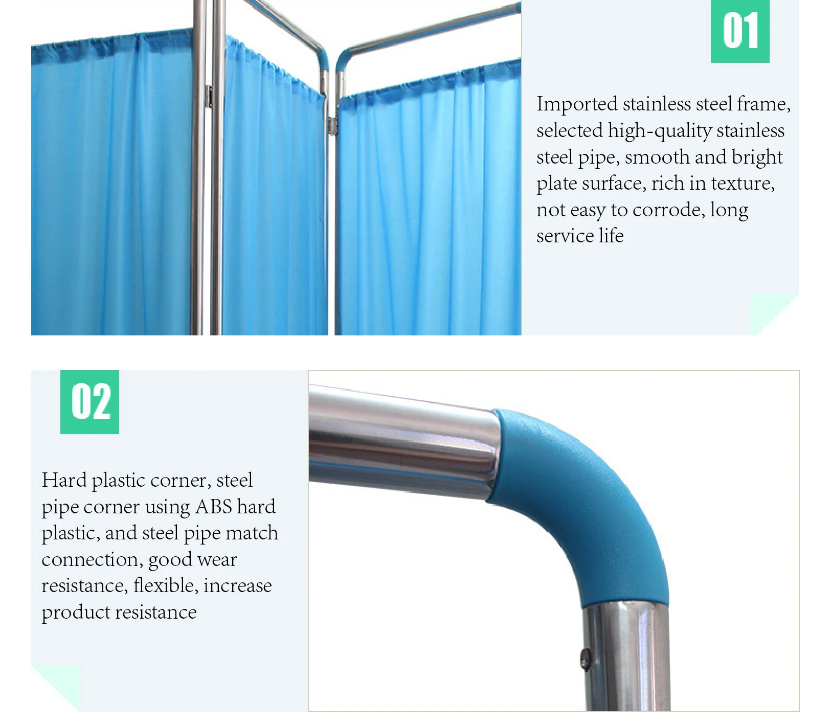 
folding medical clinic hospital bed bedside stainless steel ward curtain screen 