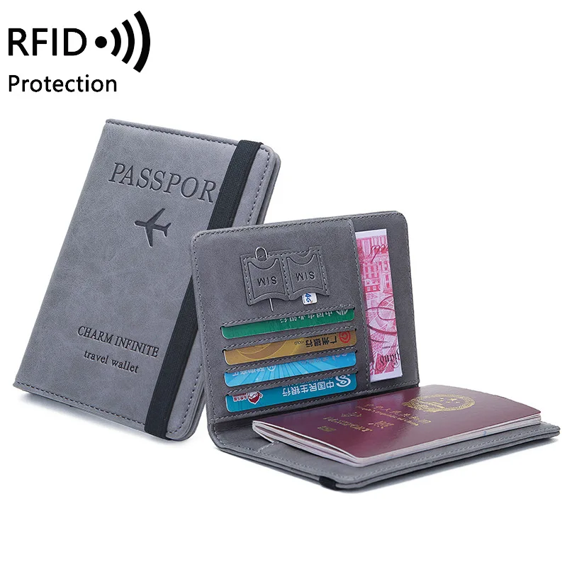 

PU Leather Passport Holder RFID Blocking Credit Card Passport Ticket Money Travel Holder for United States of America, Customized