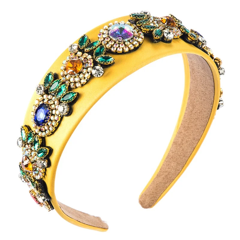 

Fashion Luxury Black Yellow Crystal Hairband Bridal Wedding Stone Rhinestone Headband For Women Hair Accessories Jewelry, Picture shows
