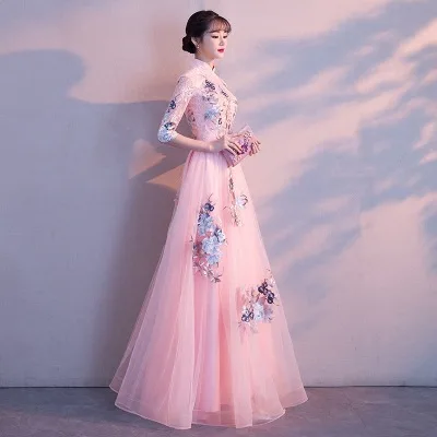 

Evening Dress 2020 Elegant O-Neck Appliques Plus Size Robe Women Party Night Dresses formal dress