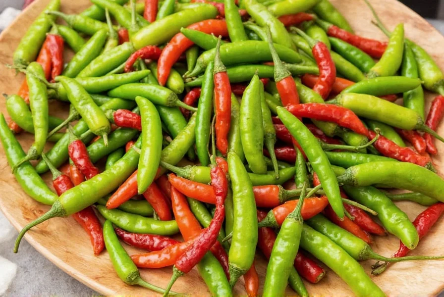 Bowl of green salsa with serrano chiles