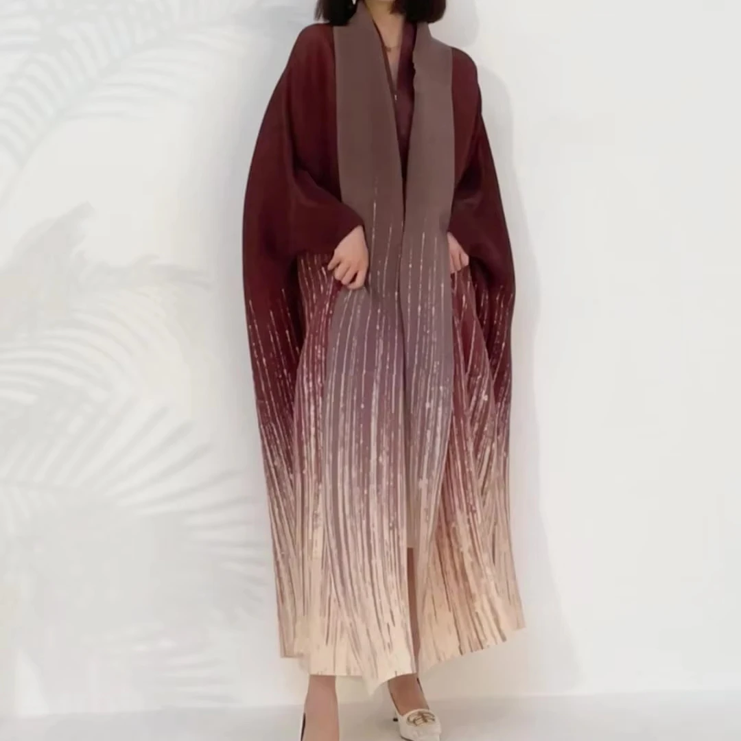 New Design Split Gradient Elegant Scarf Plus Free Size Midi Length Autumn Women Coat