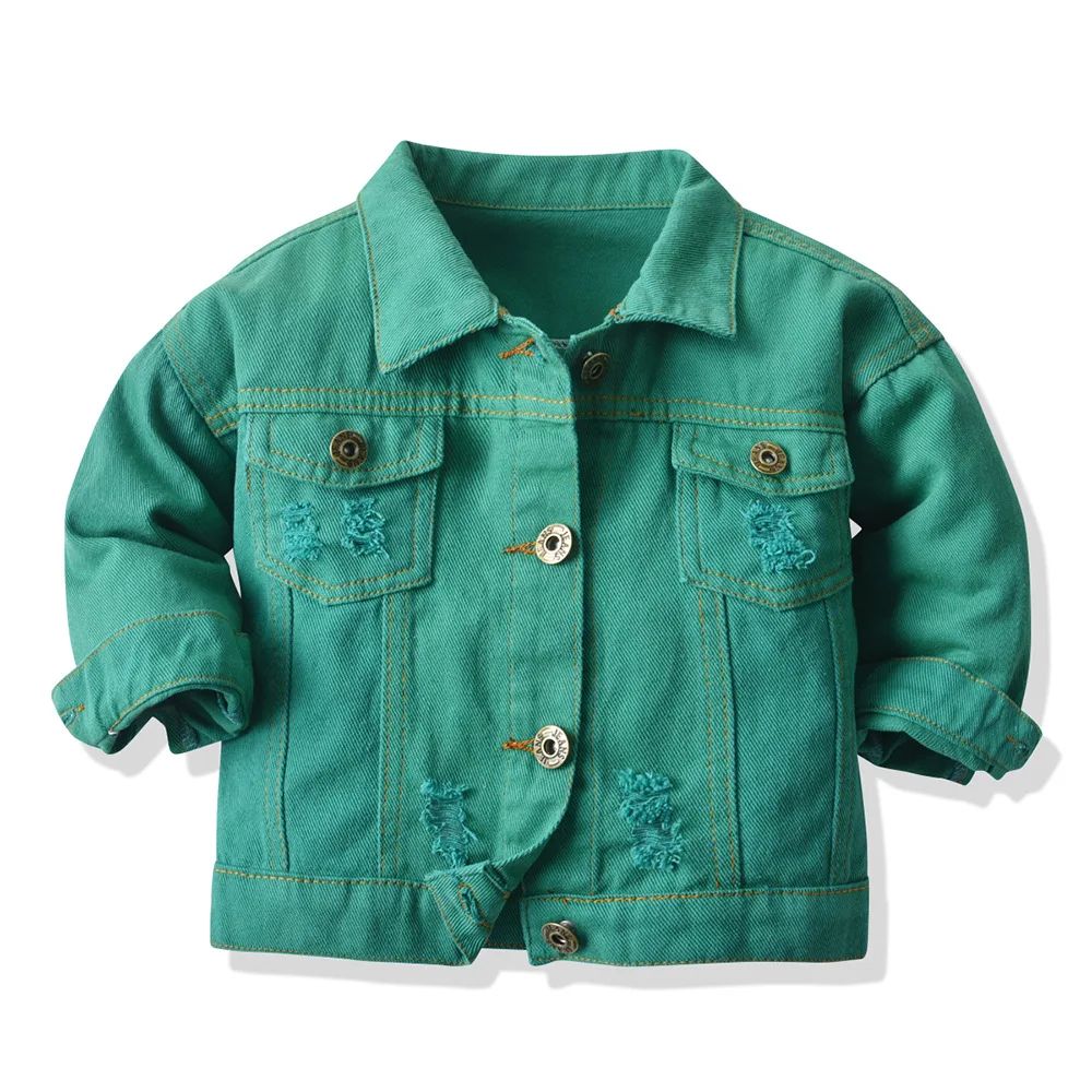 

candy colorful kids Denim coat Jackets jeans outwear, As image shown