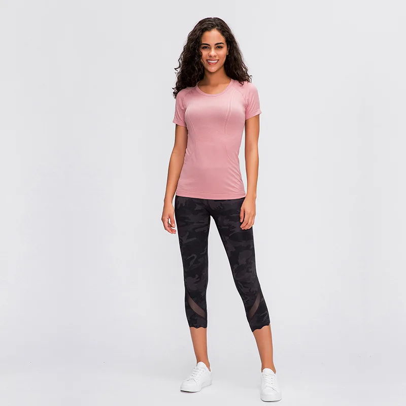 

2020 New Short Sleeve Round Neck Sports Running Fitness Top Slim Yoga T-shirt, Pic