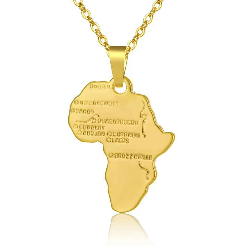 

Anniyo Africa Map Pendant Necklace for Women Men Gold Color Ethiopian Jewelry Wholesale African Maps Hiphop Item Necklaces, Gold-plated, silver-plated