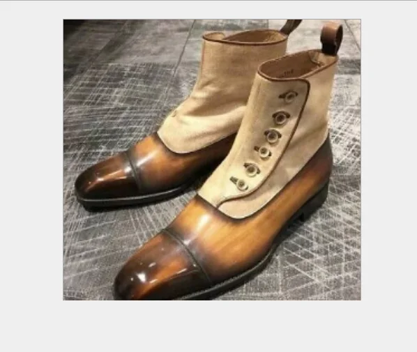 

Men's boots early spring 2021 new low heels men's shoes fashion square head low barrel Chelsea boots, Brown