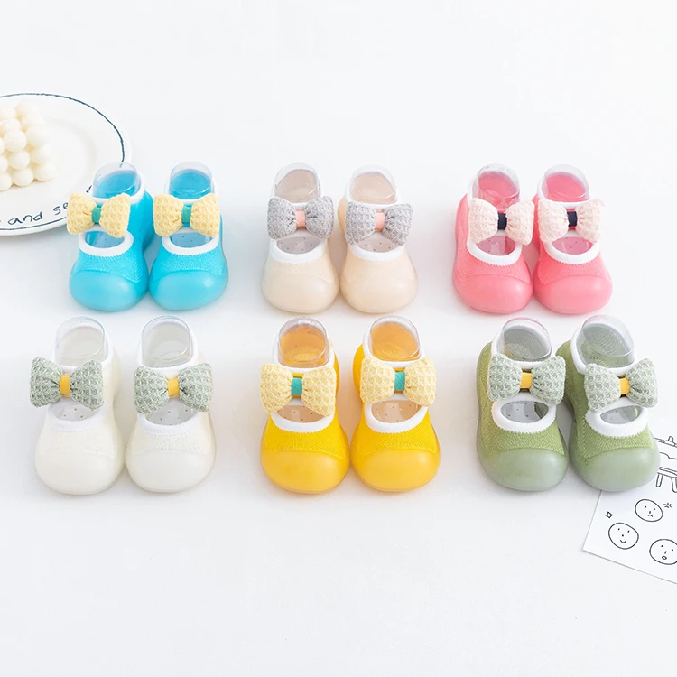 

Anti-slip Soft For Summer Cotton Beautiful Bow Anti Slip Baby Ankle Socks Shoes, As picture shows