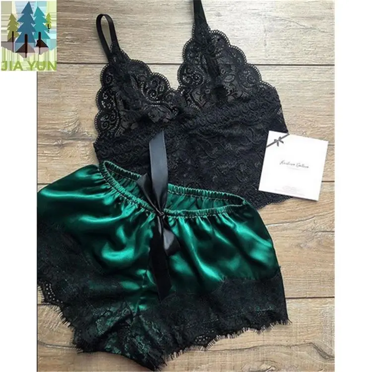

Sexy underwear lace split threepoint sexy sling perspective pajamas suit