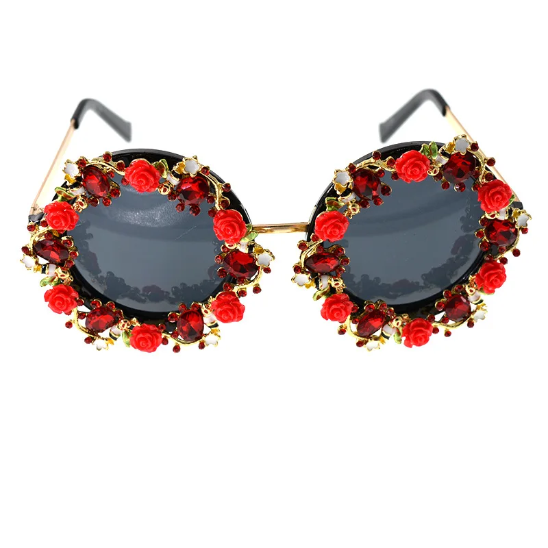 

2020 ELVA Baroque Fish Eye Crown Carved Nightclub Personality Retro Woman Sunglasses Fashion