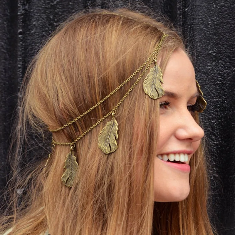 

New Fashion leaves Headband Chain Head Piece Hair Jewelry for women