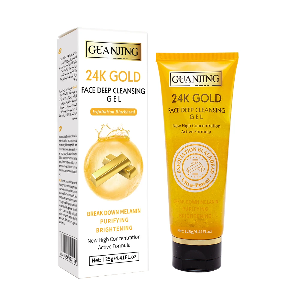

Guanjing 24K Gold Face clenser Deep Cleansing Gel Purifying Pores Break Down Melanin Organic Face Wash