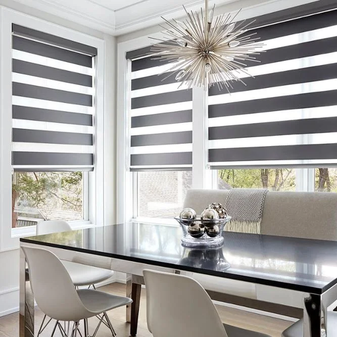 

Blacok out black color zebra blinds window