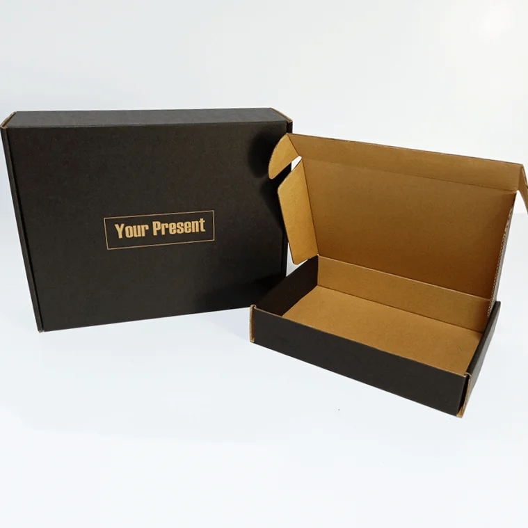 

Custom logo Black Paper corrugated Shipping clothing Box carton box packaging for underwear shoes gift