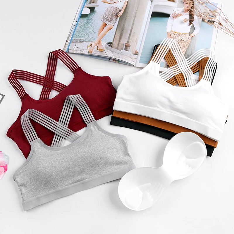 

Cross Back Yoga Women, Padded Push up Sports Bras, Black, white, gray, wine red, yellow