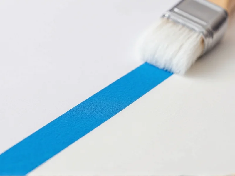 Close-up of painter's tape edge showing clean paint line