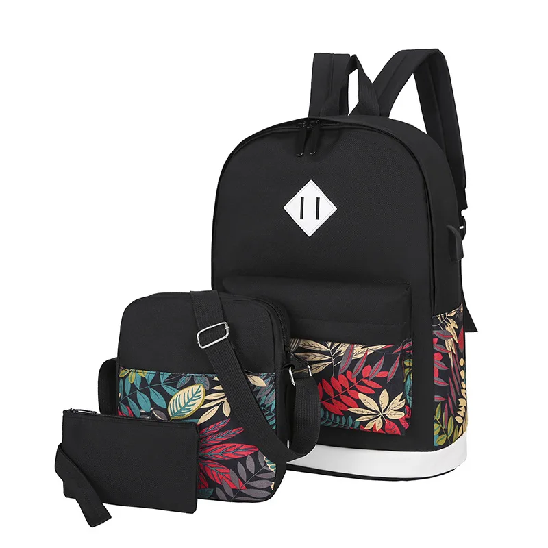 

Teen Girls School Backpack Casual Backpack for College Girls USB Charging Port bag School Bookbag 3 in 1 Backpack Sets