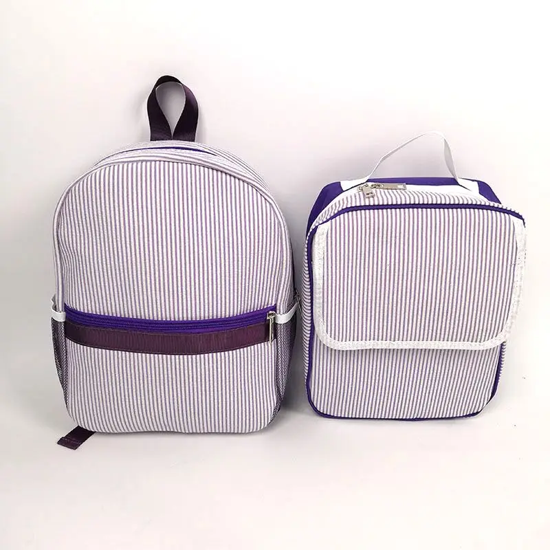 

Kids Backpack Wholesale Seersucker Cute Stripe Spliceded Kids School Backpack, As pics show