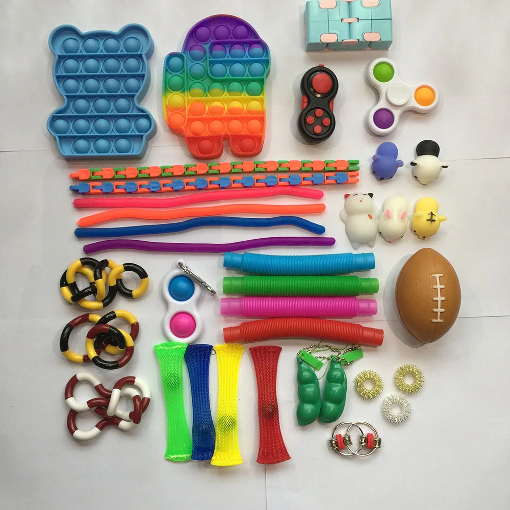 

35 Pcs Fidget Toy Set Sensory Fidget Toys Pack Fidget Box with Marble Mesh Stress Ball &More for Kids Adults