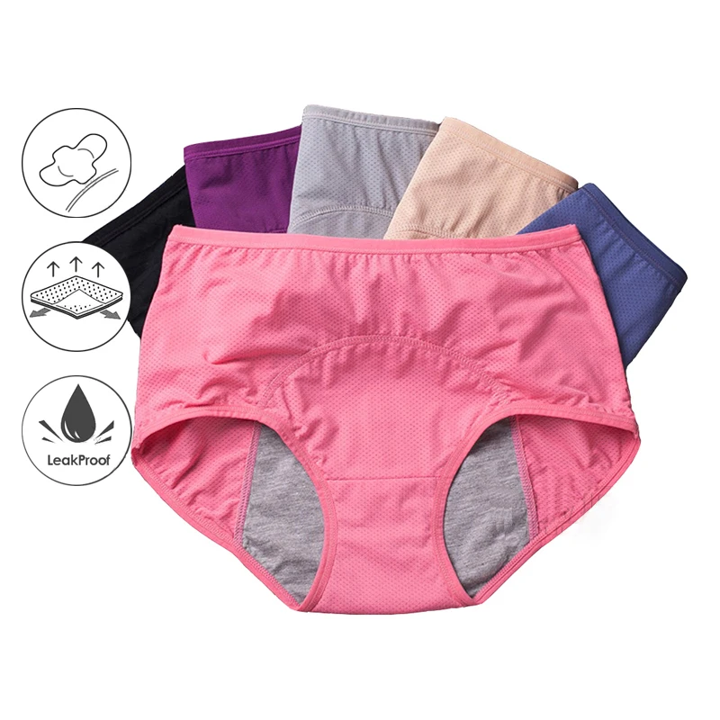 

High Absorption Leak Proof Menstrual Panties Washable Period Panties Women's 3 Layer Period Underwear, Multi-color