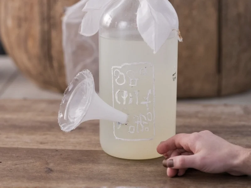 DIY gnat trap with vinegar bottle and funnel