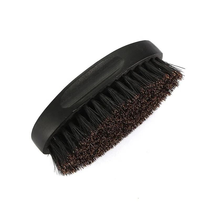 
Profession black wood salon custom logo curved handle beard wave brush for men 