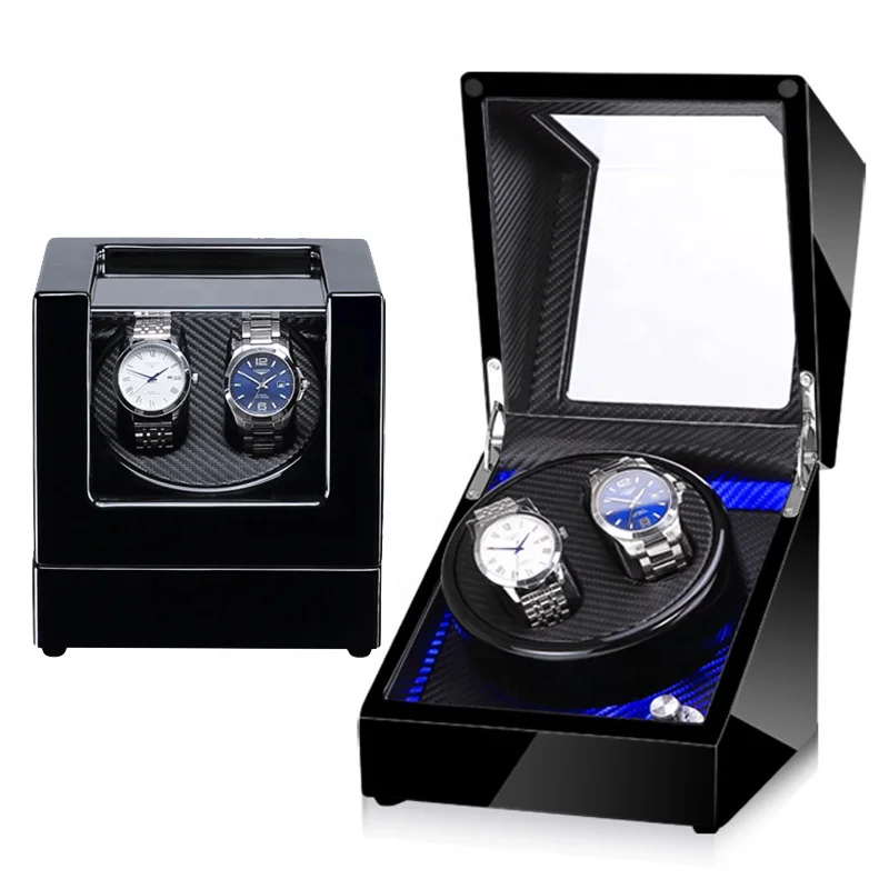 

Factory wholesale carbon fiber watch box, automatic rotating wooden watch winding box, Black or pantone color